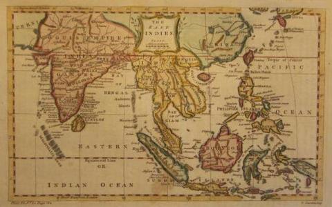 Mappa antica dell'Asia meridionale e Sudest asiatico